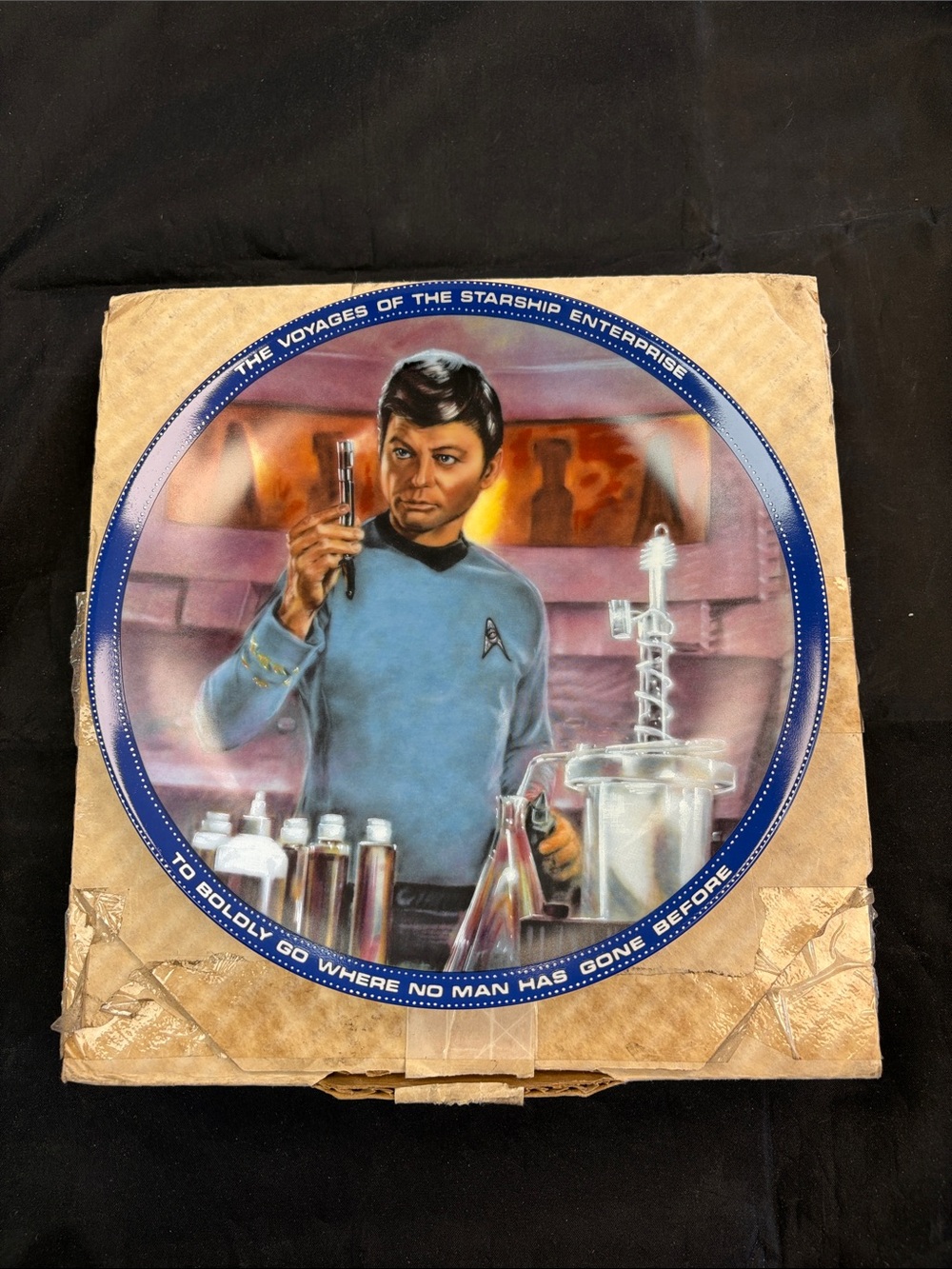 Dr. Mc Coy Commemorative Plate - Blue Illustration.  0293
